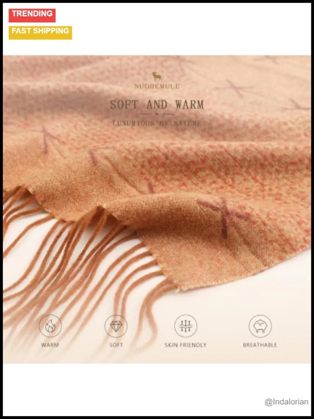 Oversized Tassel Pashmina Shawl Wrap 90% Lamb Wool Fall Winter Scarf